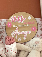 Load image into Gallery viewer, Personalised announcement plaque - flowers