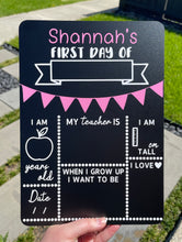 Load image into Gallery viewer, First day of school board