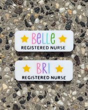 Load image into Gallery viewer, Acrylic Name Badge - multicoloured writing