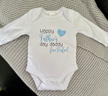 Load image into Gallery viewer, Happy 1st Father&#39;s Day Daddy personalised baby onesie
