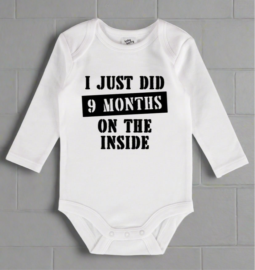 Months On The Inside Baby Onesie Months On The Inside Baby Onesie