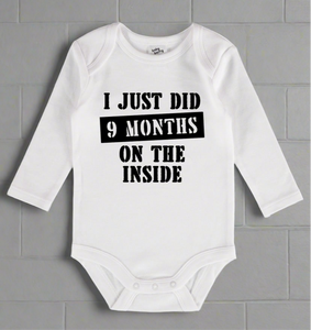 9 months on the inside baby onesie