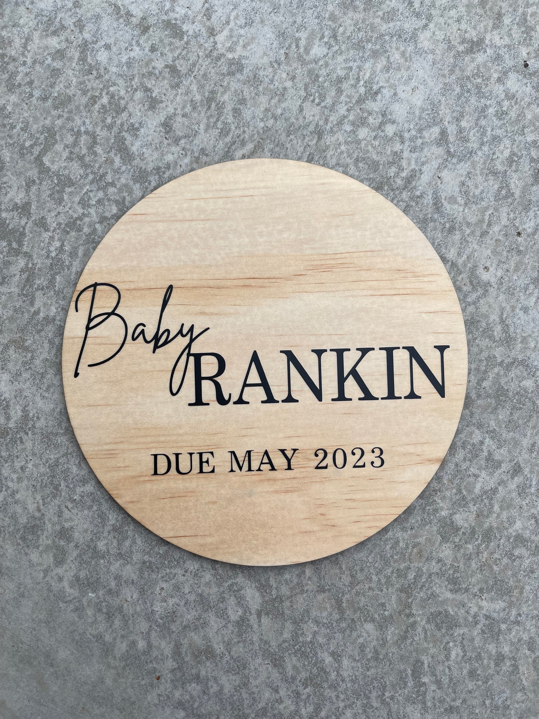 Baby due personalised announcement plaque