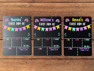 First day of school board (colourful design)