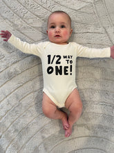 Load image into Gallery viewer, Halfway to One - Half Birthday baby onesie
