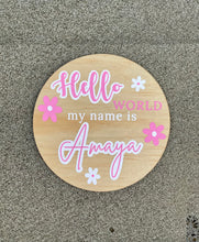 Load image into Gallery viewer, Personalised announcement plaque - flowers
