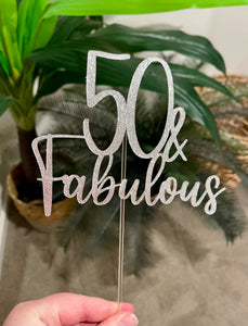 50 & Fabulous Cake Topper - thin design