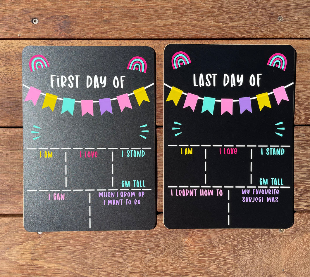 First and last day of school board set - colourful design