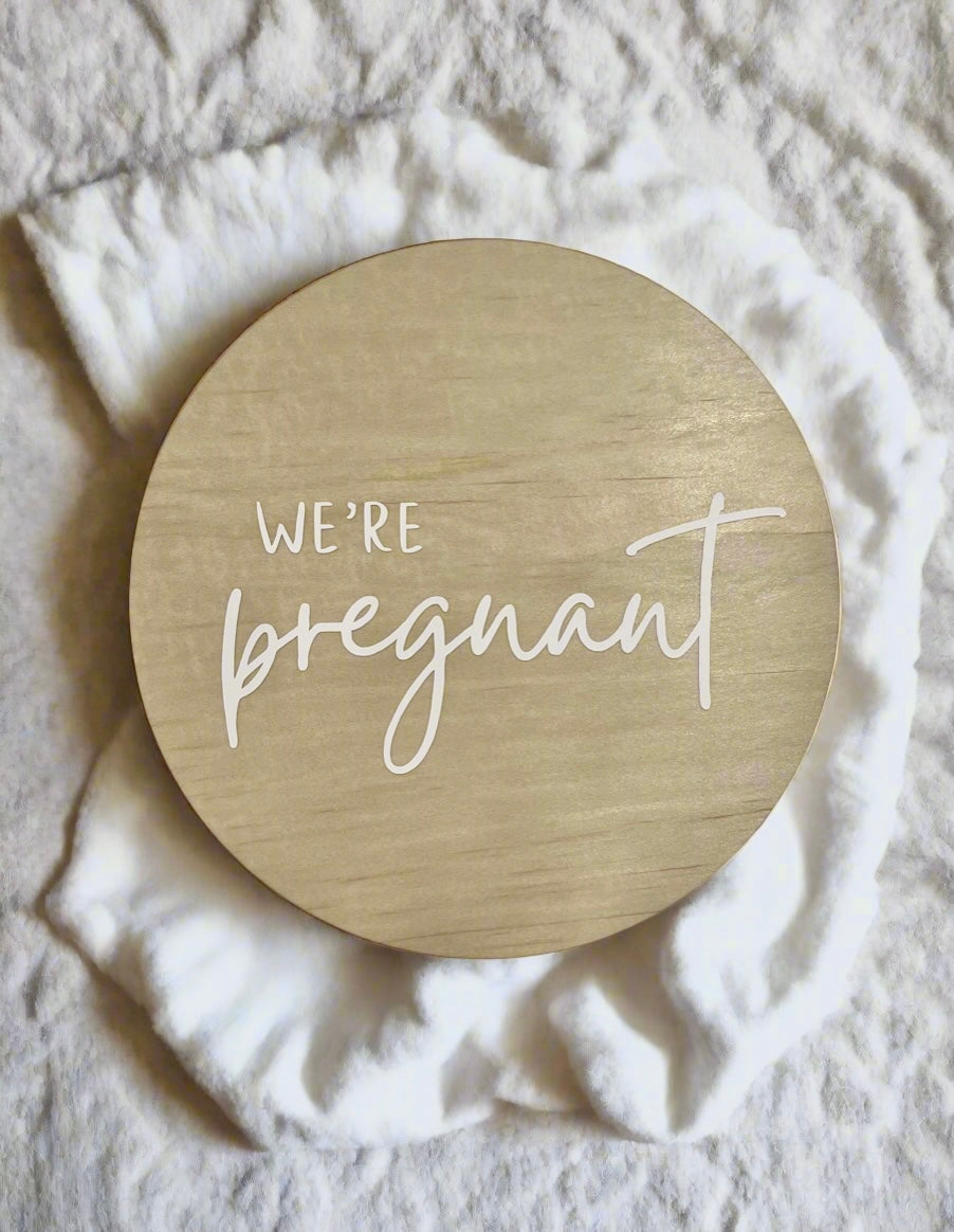 We're Pregnant announcement plaque