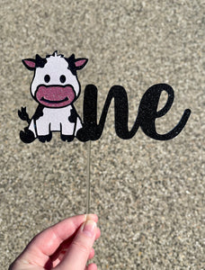 One Cute Cow Cake Topper