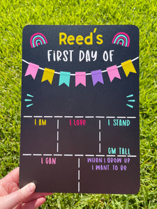 First day of school board (colourful design)