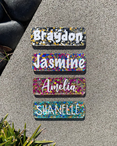 Acrylic Glitter Name Badge