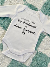 Load image into Gallery viewer, Dog grandparents to human grandparents baby onesie
