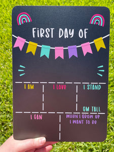 First day of school board (colourful design)