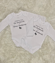 Load image into Gallery viewer, Dog grandparents to human grandparents baby onesie
