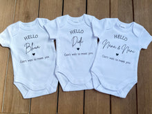 Load image into Gallery viewer, Hello, can't wait to meet you baby onesie
