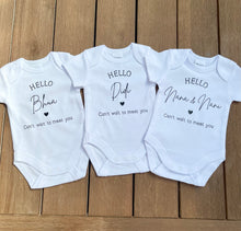 Load image into Gallery viewer, Hello, can't wait to meet you baby onesie
