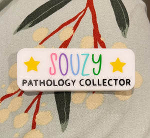Acrylic Name Badge - multicoloured writing