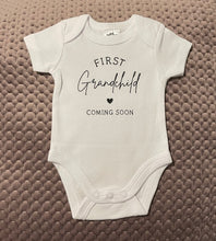 Load image into Gallery viewer, First grandchild coming soon baby onesie
