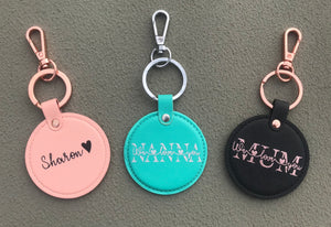 Mother's Day Leather Circle Keyring