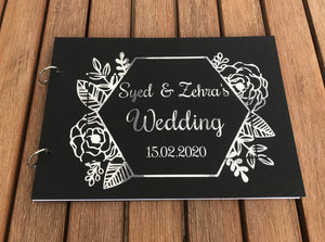 Wedding Guest Book - Geometric Floral Design